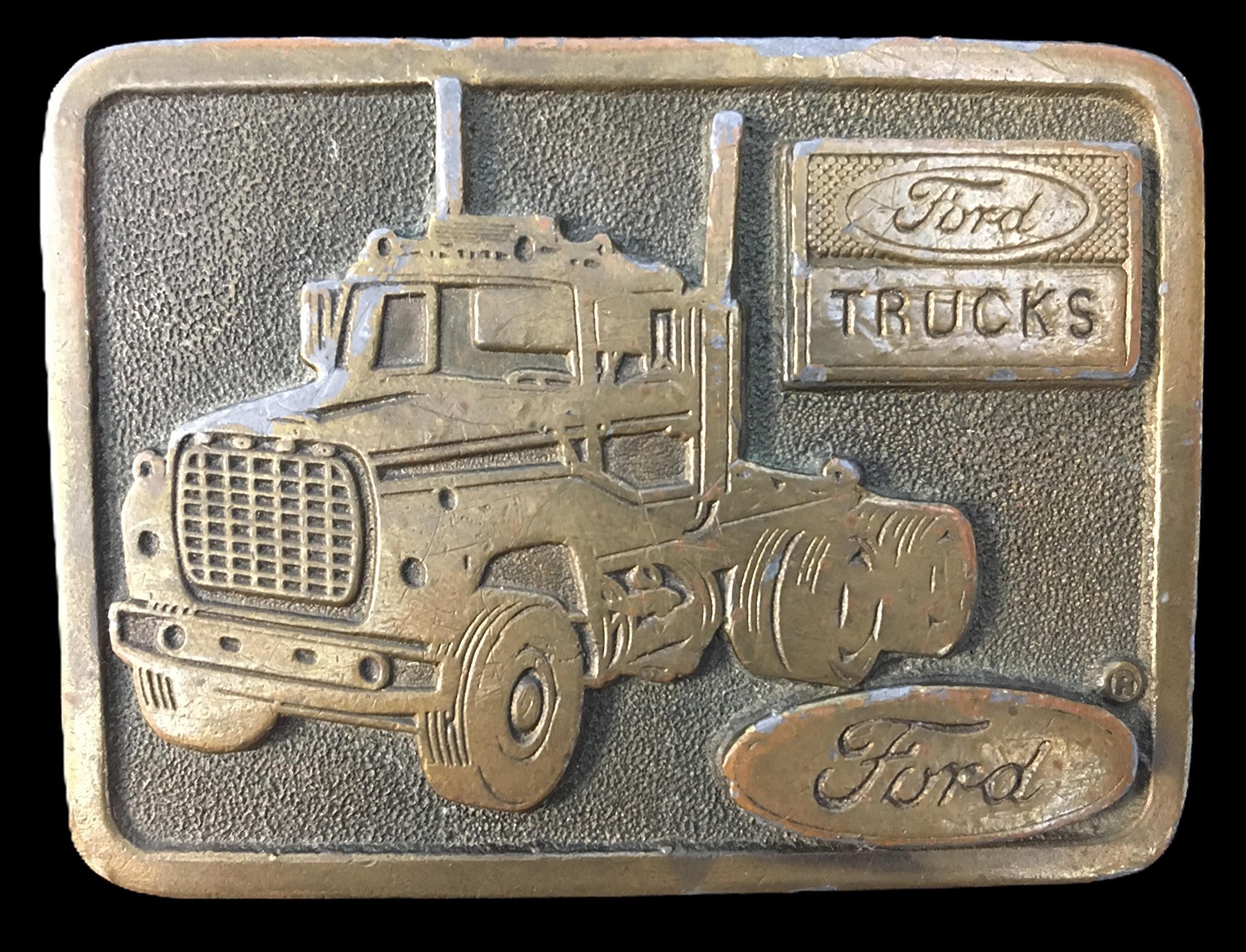 AJ Dezy Denver 1976 Ford Trucks Belt Buckle Brass Vintage