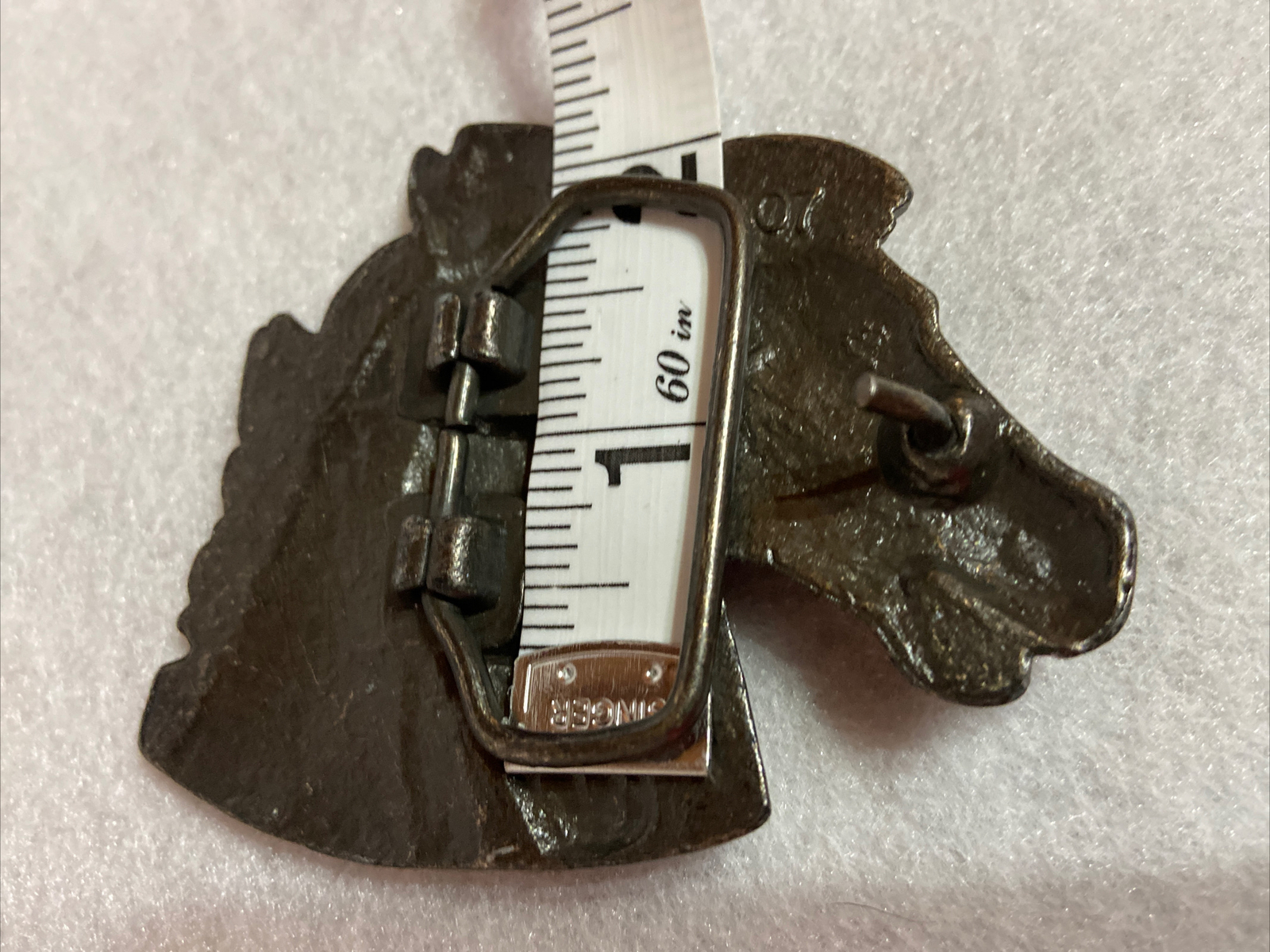 Solid Brass Belt Buckle Western 2 Horse Heads 3 Dimensional 407