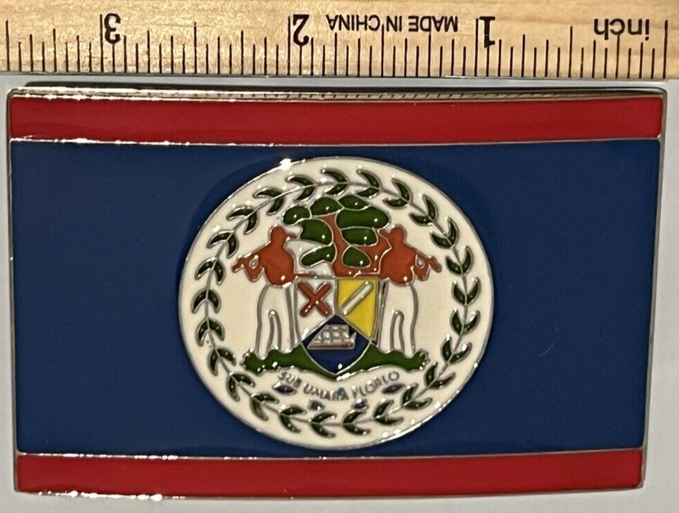 Belize Flag Belt Buckle Multi-Colored Western Cowboy Cowgirl Central America