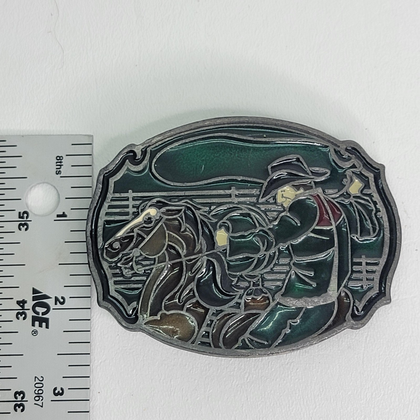 Vintage Arroyo Grande Belt Buckle Mens One Size Cowboy Horse Western Multicolor