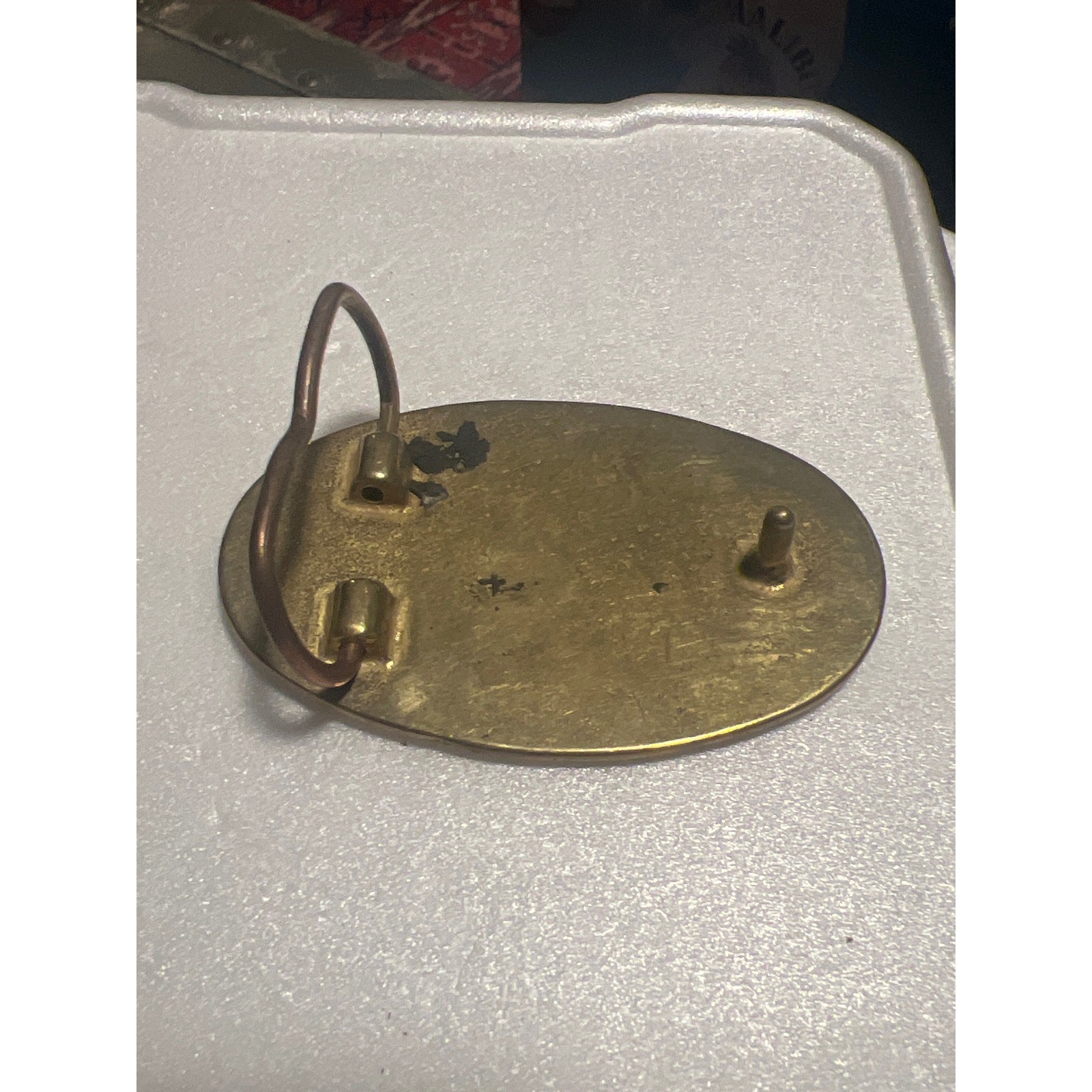Vintage Chevrolet 1957 Chevy Bel Air Blue Car Enamel Brass Tone Belt Buckle