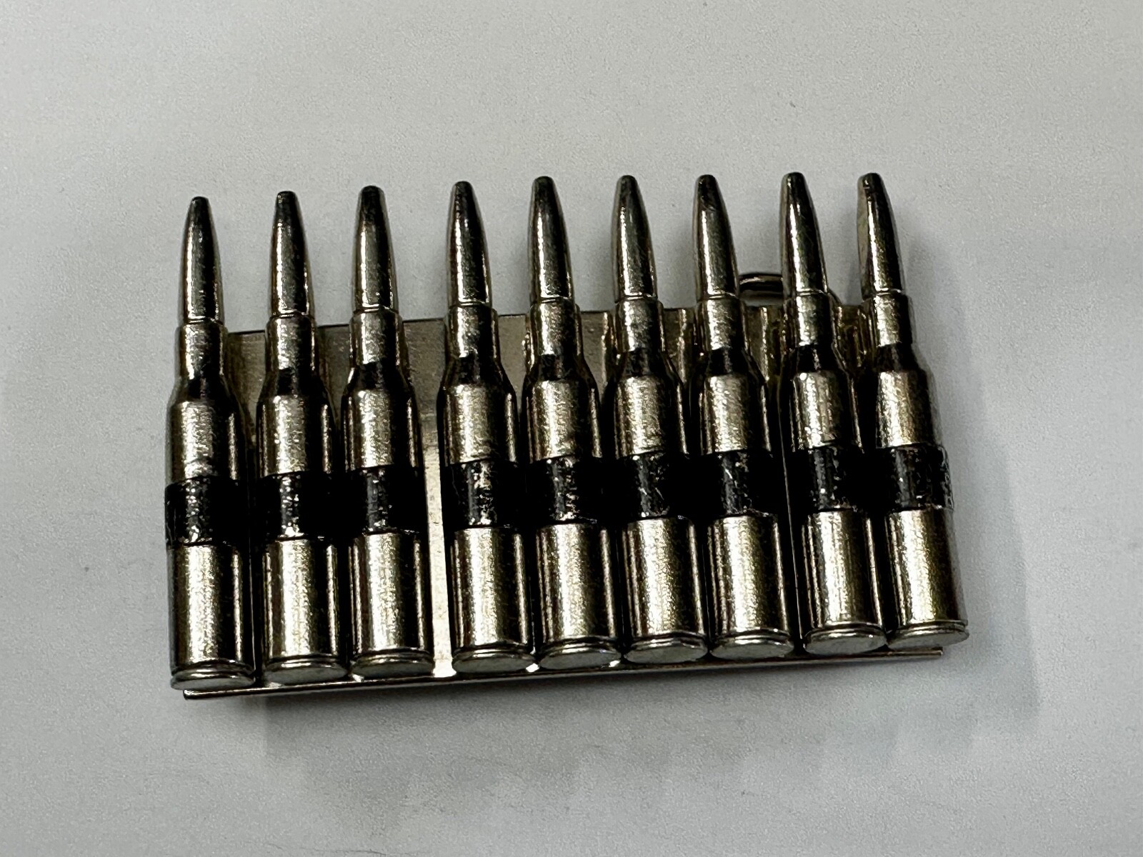 Gun Bullet&rsquo;s Shell Casing Chain Ammo Clip Figural Belt Buckle