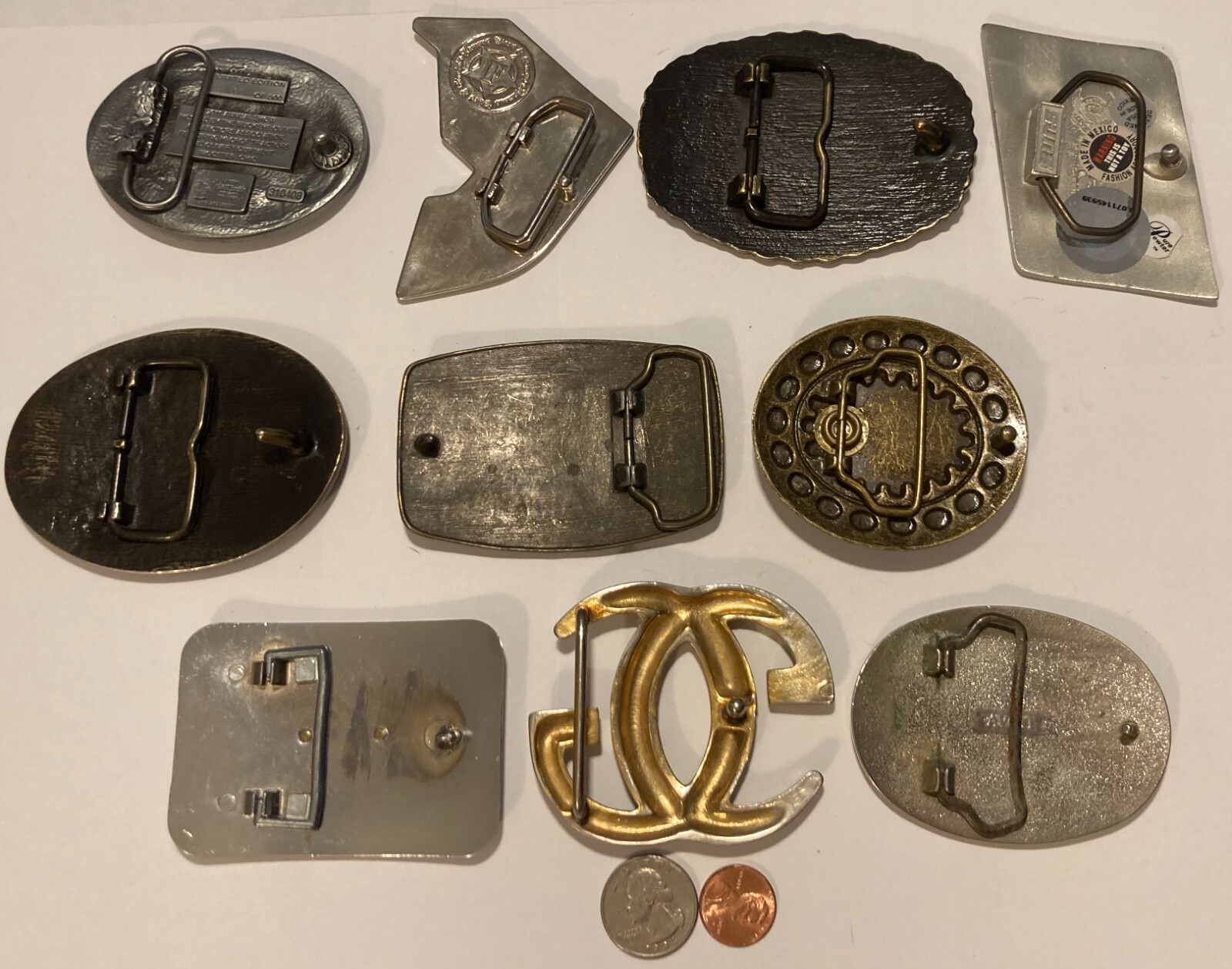 Vintage Lot of 10 Nice Style Belt Buckles, Tractor, Basketball, American, More