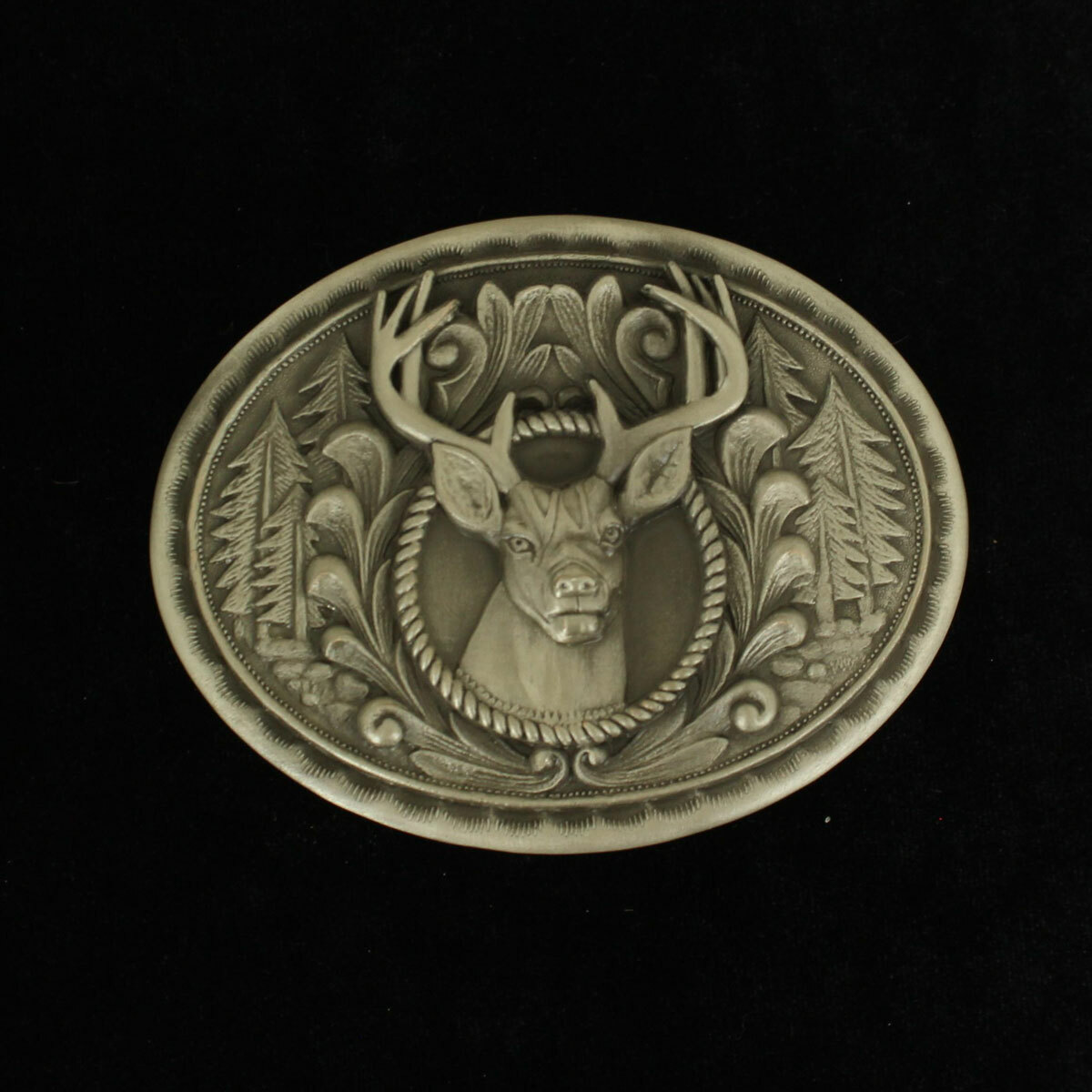 DEER Buck – Western Belt BUCKLE – Outdoor, Hunting, Silver, Smooth Edge 37992