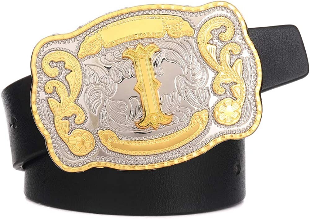 Initial Letters ABCDJST to Z Cowboy Rodeo Unisex Fashion Large Gold Belt Buckles