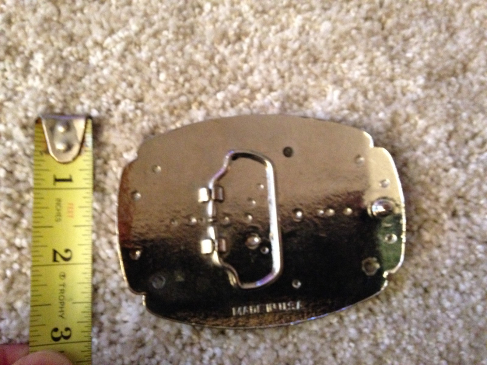 SILVER AND BLACK TONED METAL COWBOY STYLE METAL BELT BUCKLE MADE IN USA