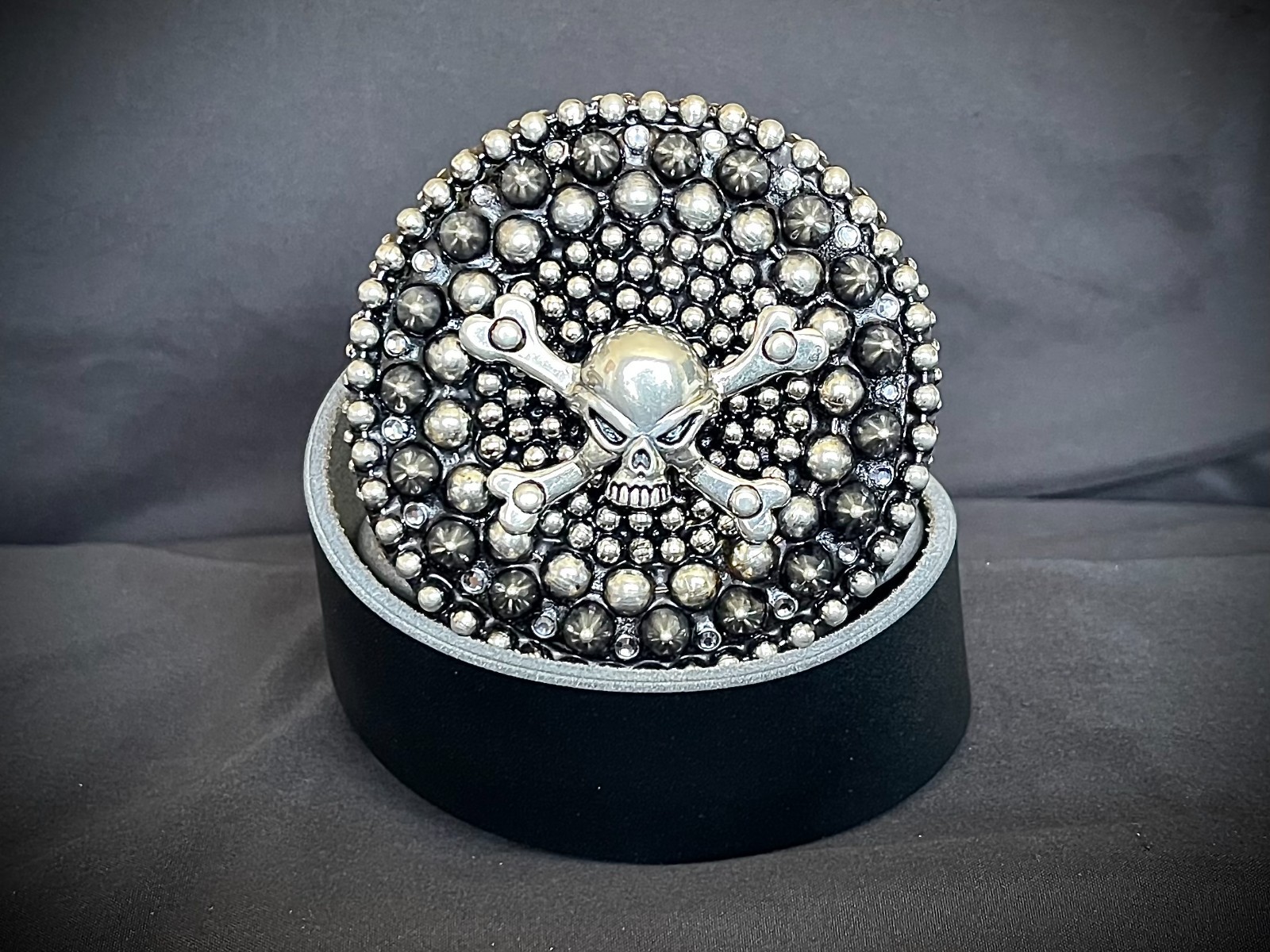 Skull & Crossbones Belt Buckle Gothic Biker Wearable Art OOAK Darren McNeese