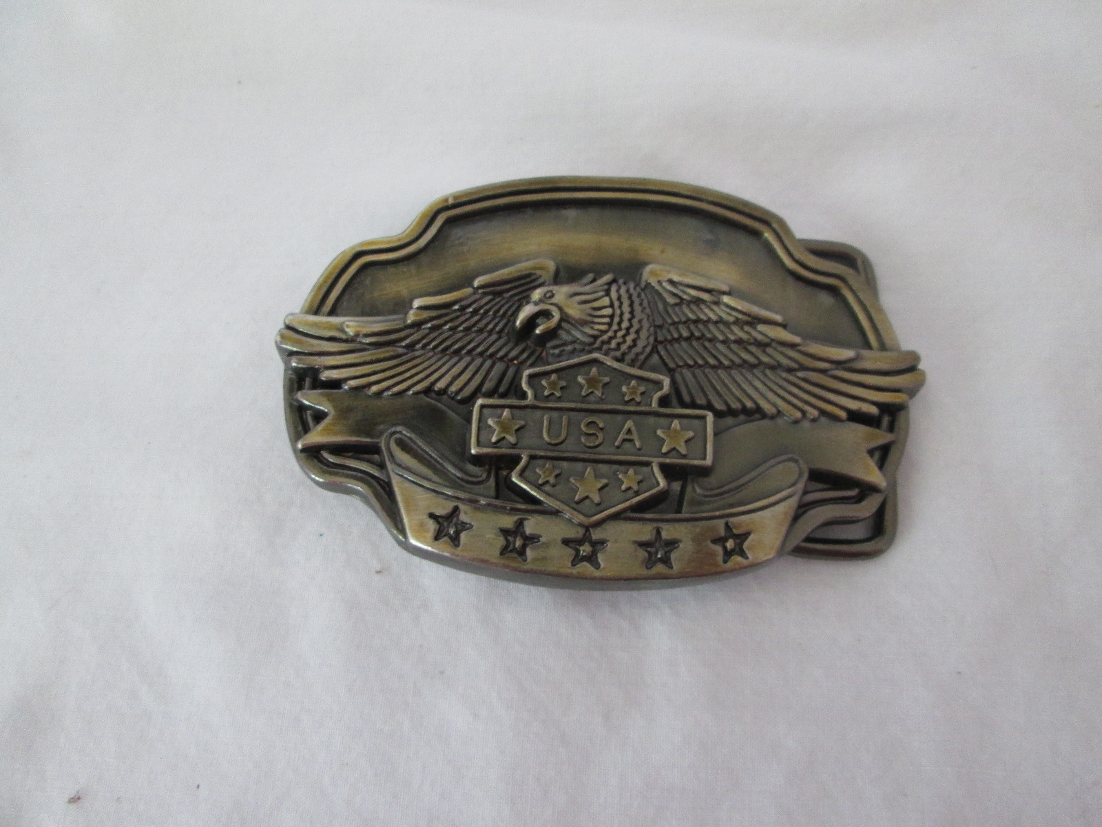 Eagle U S A Buckle With Stars Brass Tone Excellent !