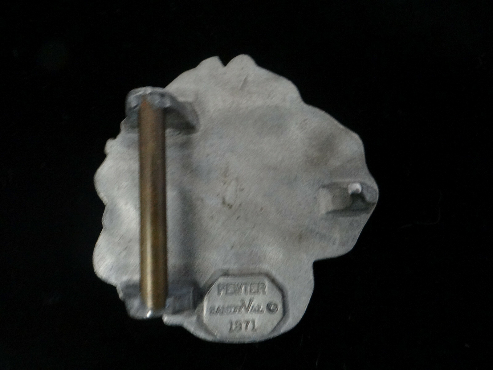 Sandy Val Pewter Belt Buckle Ladys Head Floral 1971 Hippy Era