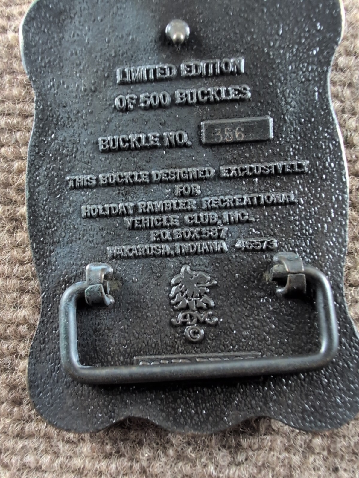 1984 Holiday Rambler RV Belt Buckle #356/500 Travel Trailer Camper