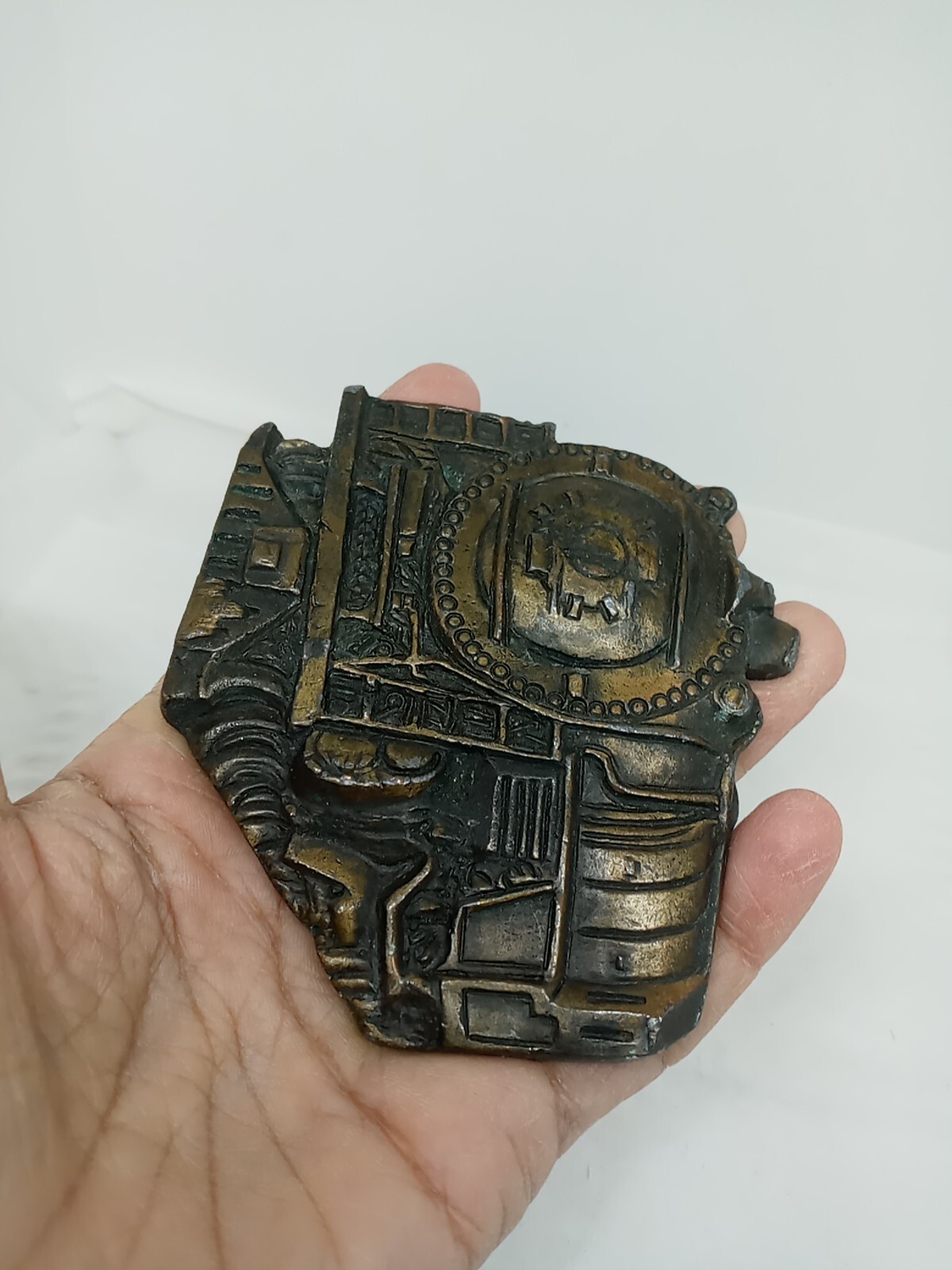 Vtg. Install 1978 Bronze Locomotive Train Belt Buckle. Antiq Finish.#1142. Heavy