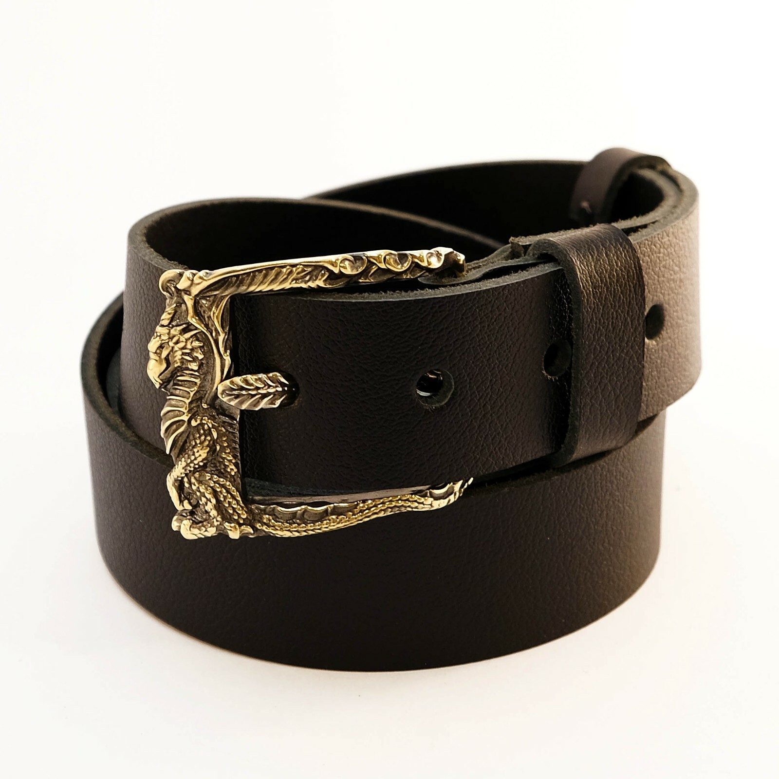 Brass belt buckle « Dragon », Handmade pin type Scandinavian Dragon belt buckle