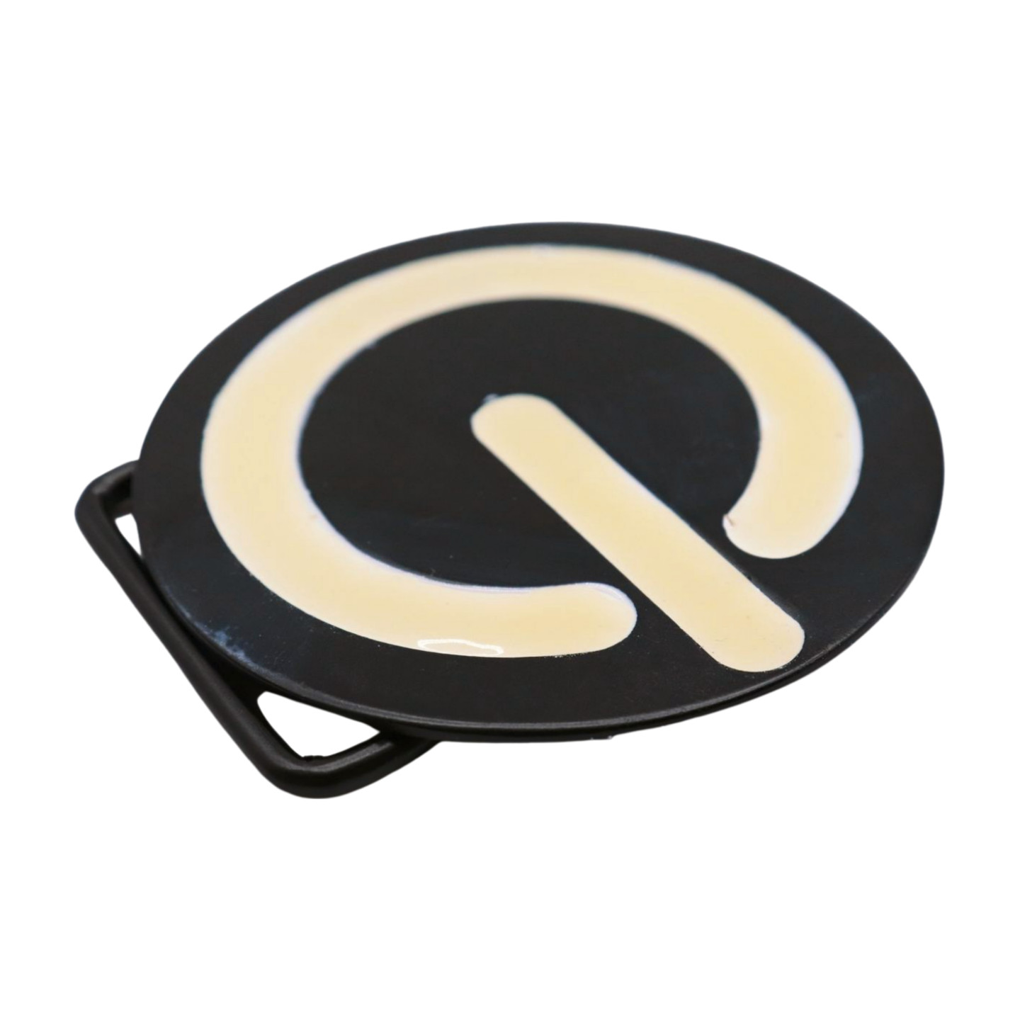 Men Women Teen Fashion Belt Buckle Emoji Retro Black Metal Power Button On Off