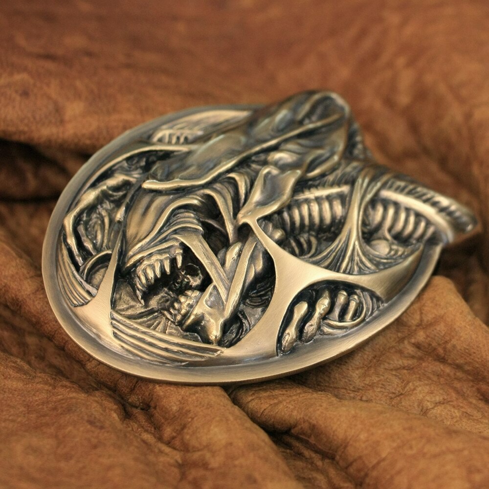 Brass Good Details Handmade AVP Alien Belt Buckle Punk DIY Accessory TA301D