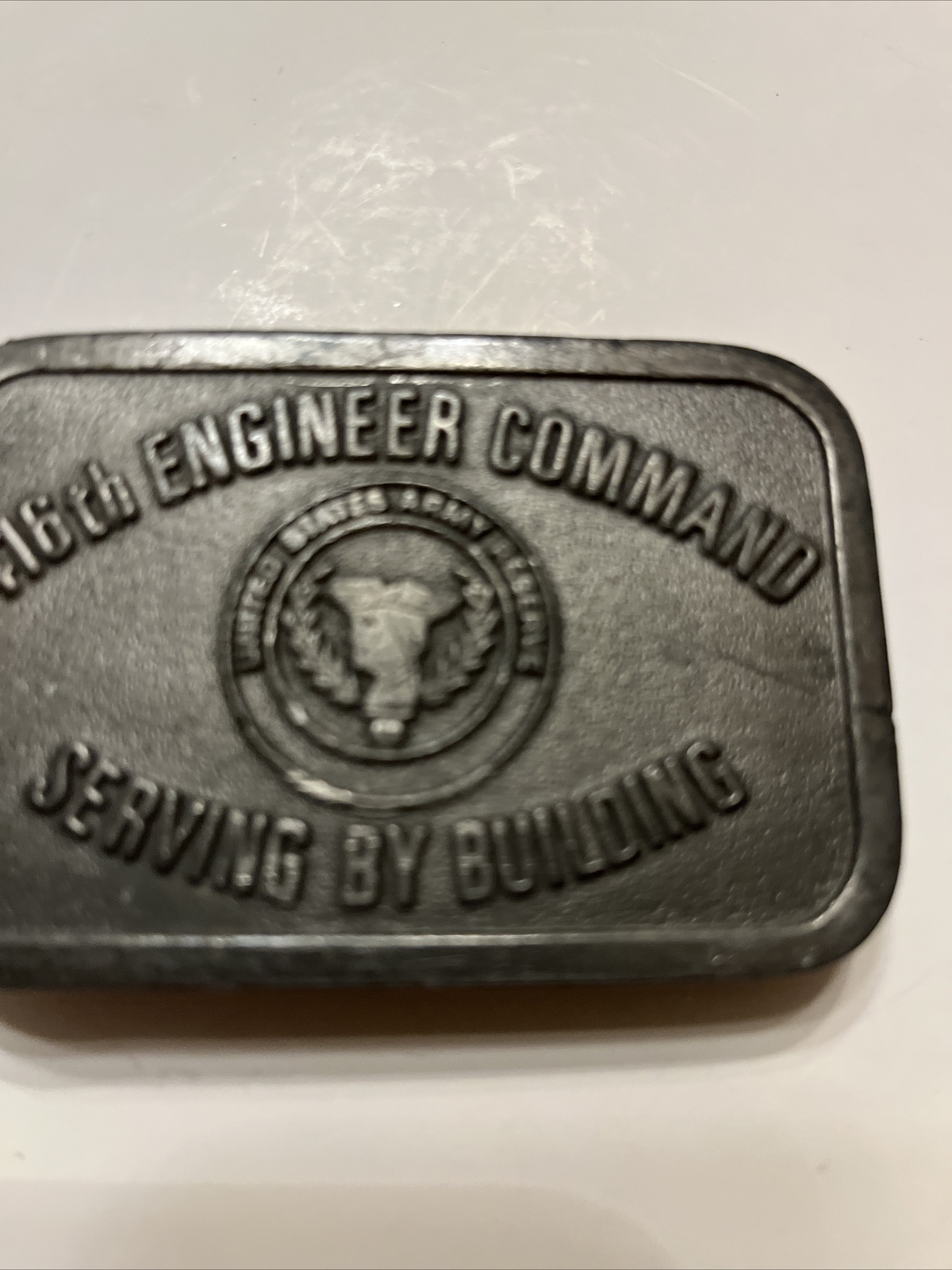 416 Engineer Command Serving Building Army Reserve Service Vintage Belt Buckle
