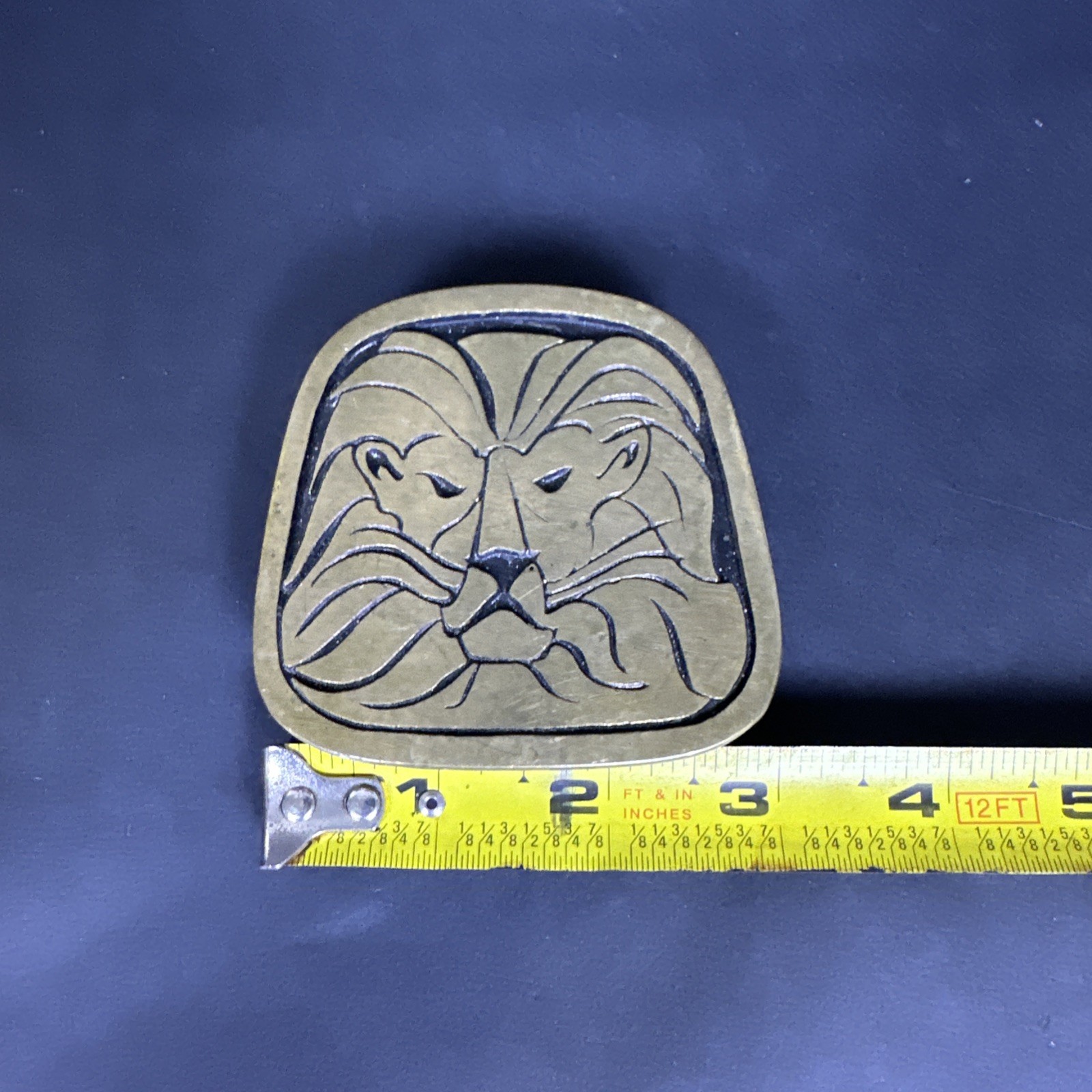 1970s Lion Solid Brass Hippie Rare Vintage Belt Buckle