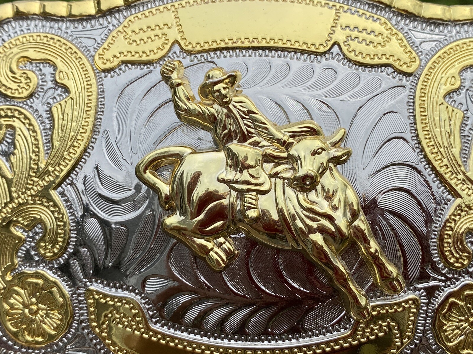 Official Champion Rodeo Bull Riding Large Belt Buckle Stamped WMG