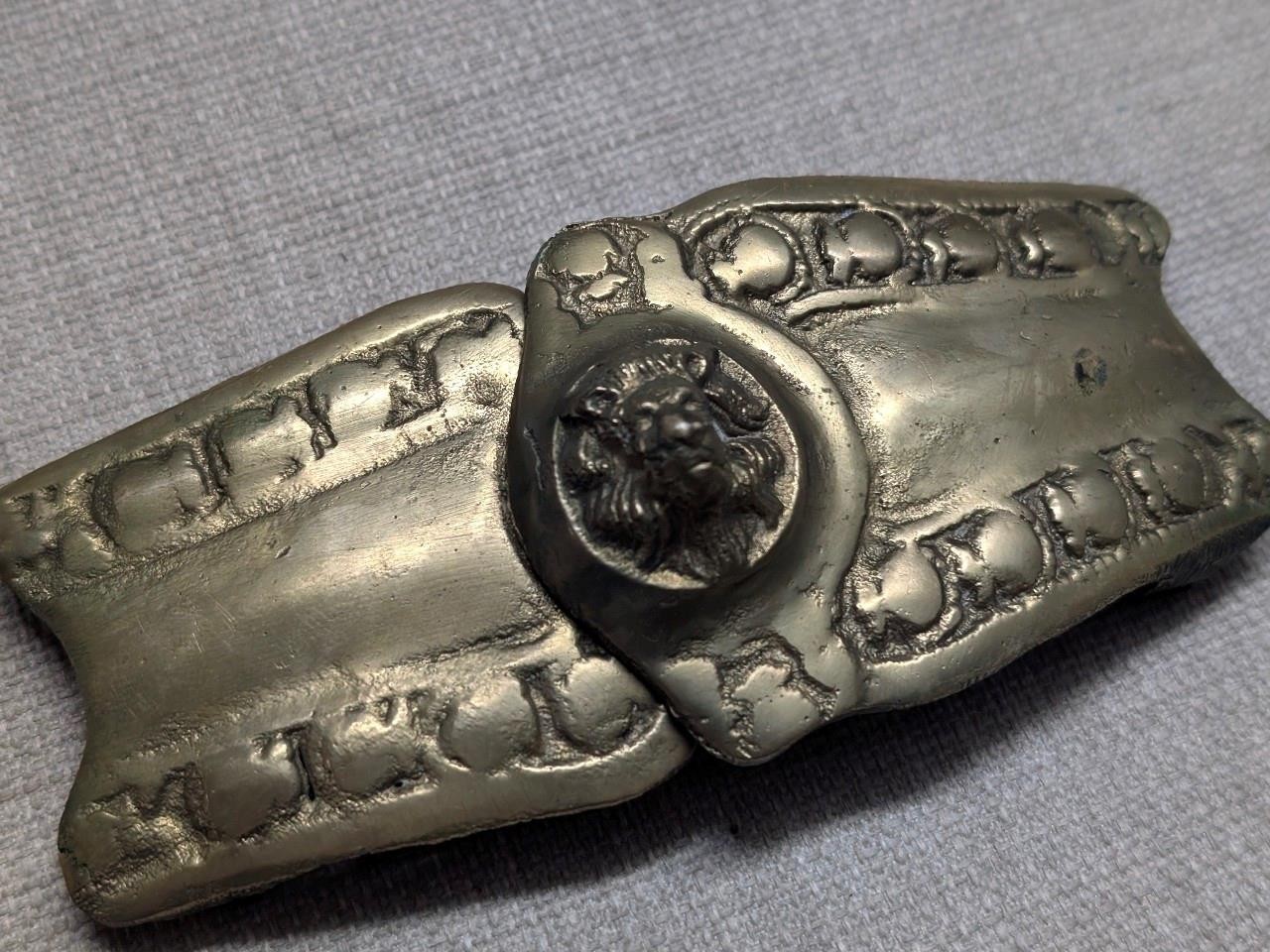 antique LION HEAD belt buckle MILITARY army BRASS vintage TURKISH ottoman BRONZE