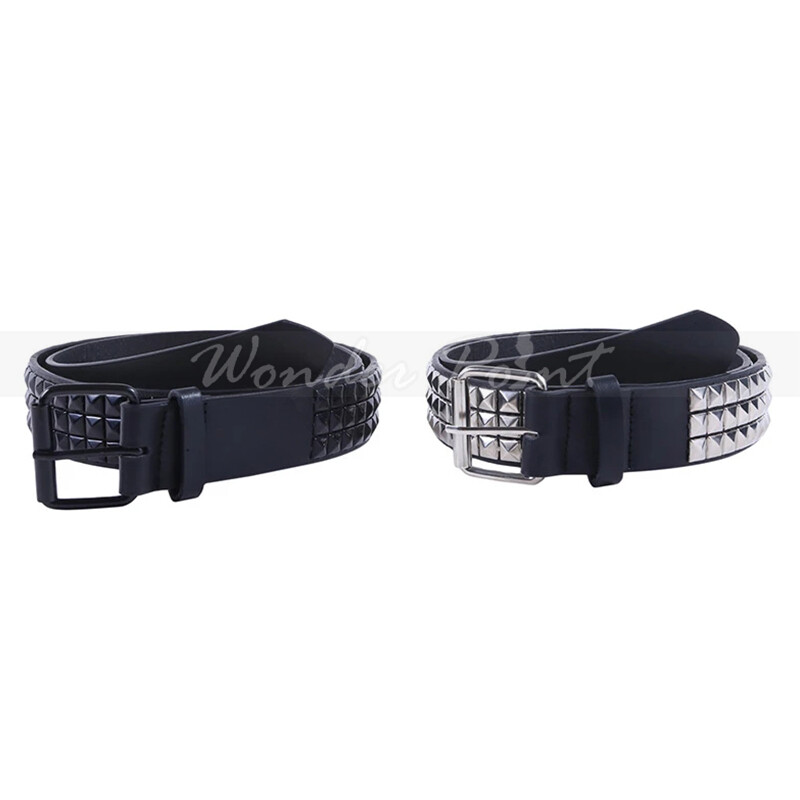 Studded 3 Row Silver Pyramid Made Belt Leather Punk Rock Gothic