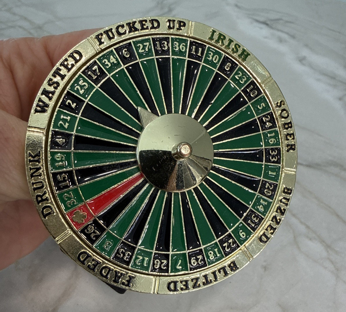 2012 Metal Body Rage 3&Prime; Gold Spinning Roulette Wheel Casino Drinking Belt Buckle