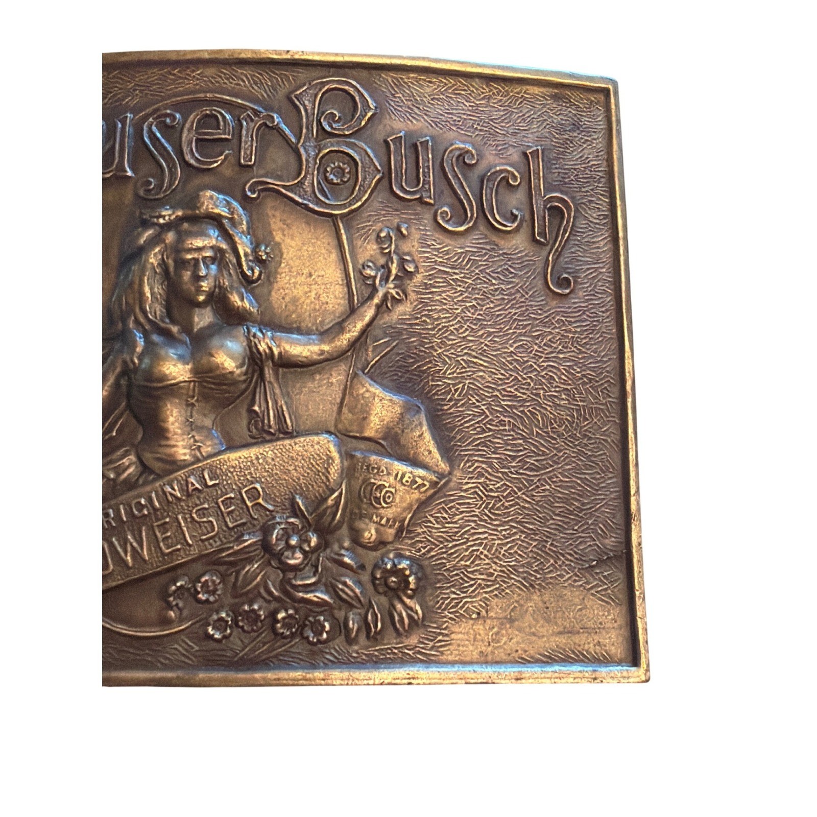 Vintage Anheuser Busch Budweiser Brass Buckle Lady of the Lake St Louis B-168