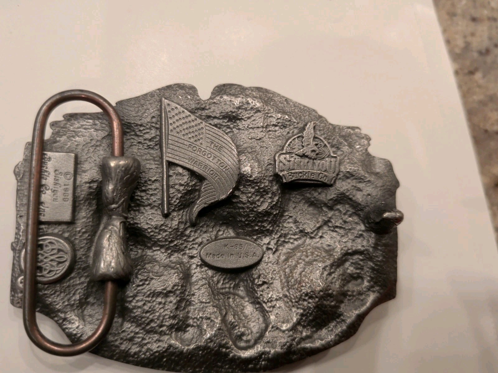 Vietam Veteran The Forgotten Warrior Solid Pewter Belt Buckle 1989 Made in USA