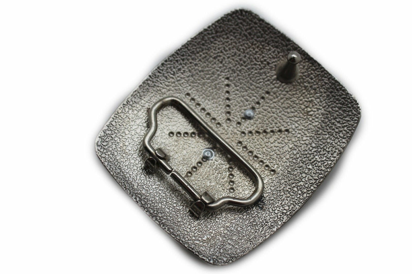Men Women Belt Buckle Silver Metal Square Trendy Gold Rodeo Horse Black Fabric