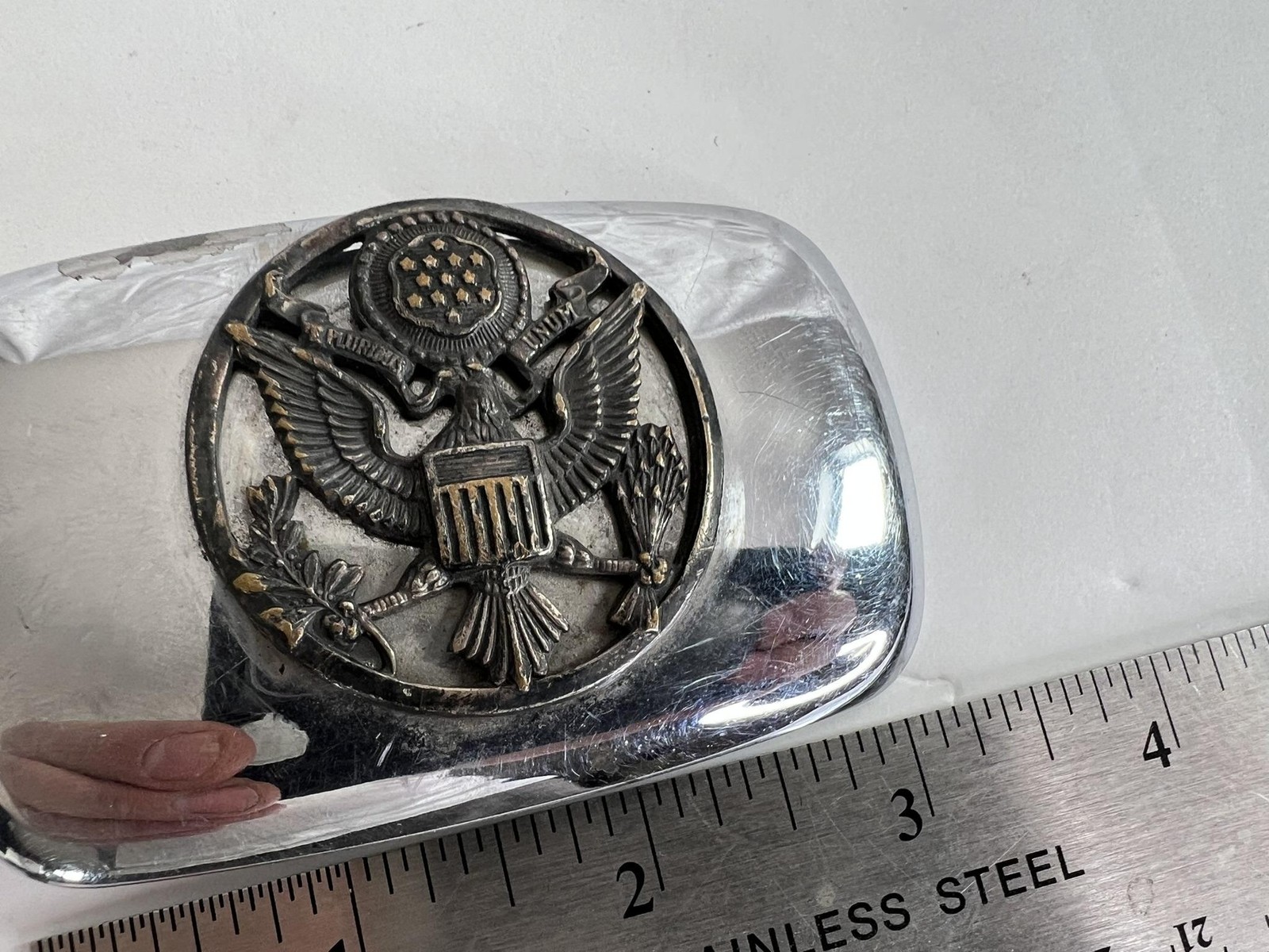 Great Seal Eagle Belt Buckle Mens Silver Yosco USA Crest Medallion Logo Military