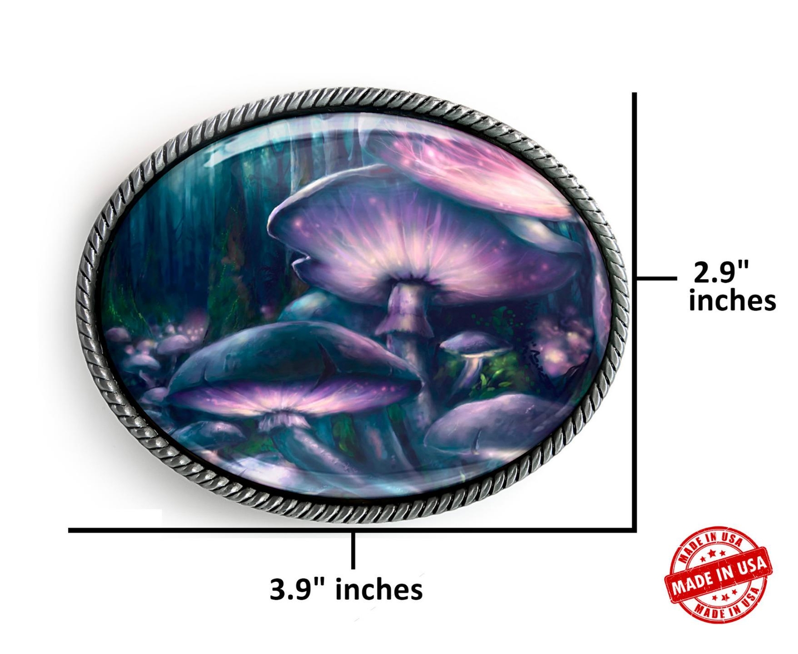 Magic Mushroom Belt Buckle – Psychedelic Fantasy Handmade Quality Buckle – 231