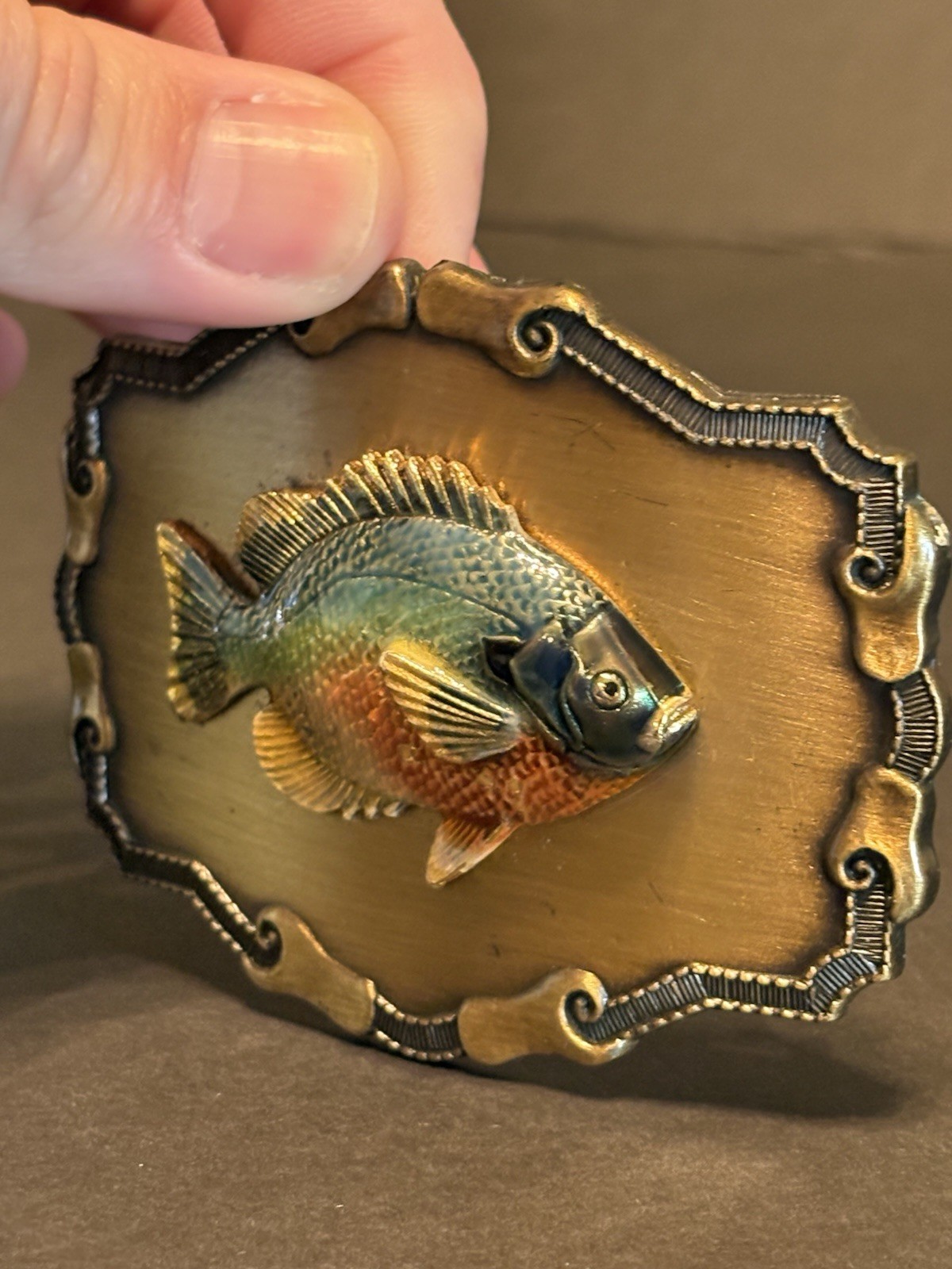 Vintage Bluegill Belt Buckle Fish Fisherman Fishing Panfish Outdoor 1970s Nice