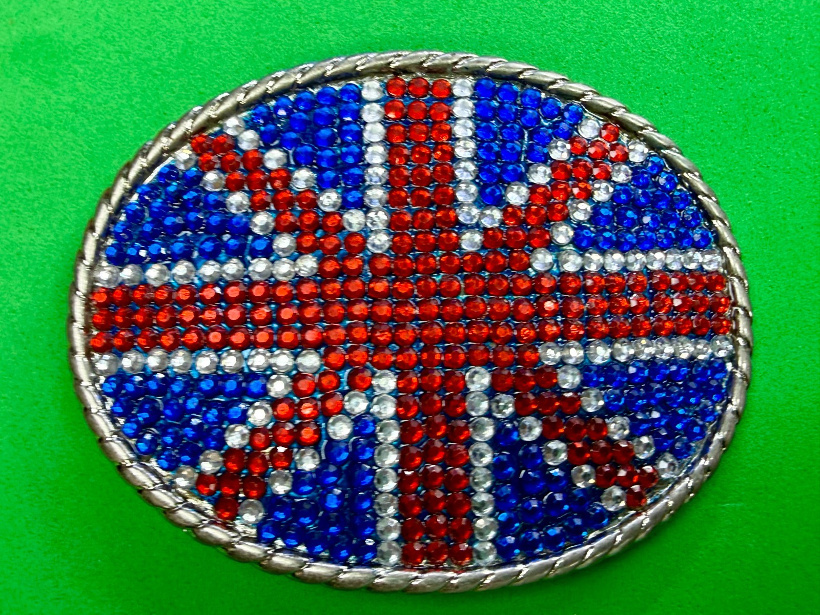 British Union Jack England British Flag Red Blue White Rhinestone Belt Buckle