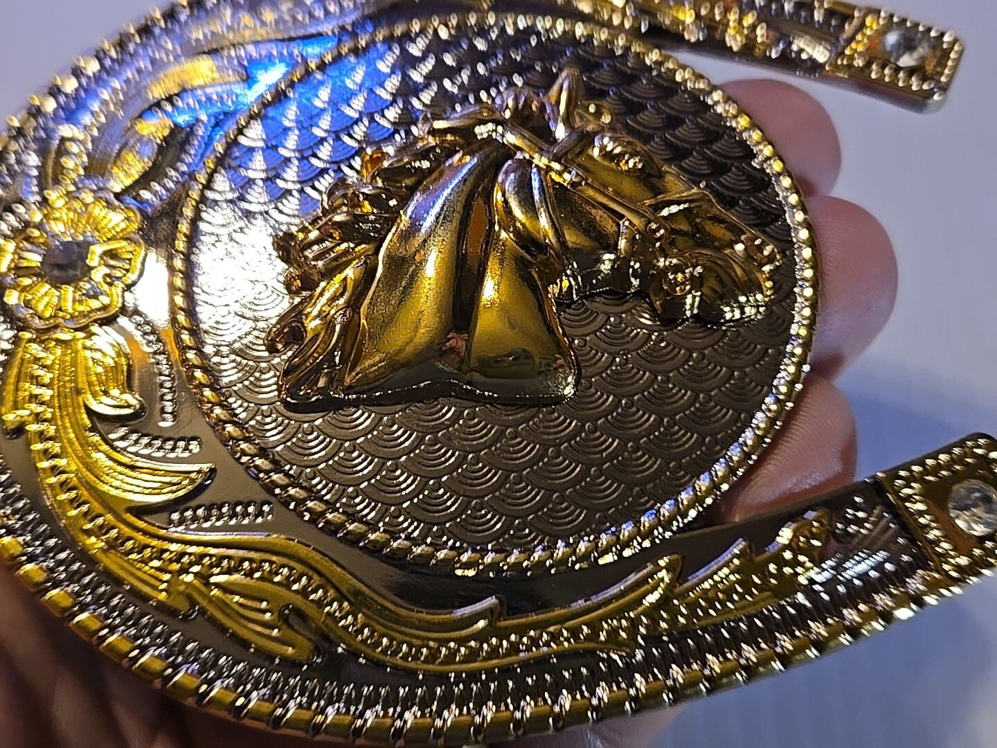 GOLD & SILVER (IN COLOR ONLY)LARGE RODEO WESTERN HORSE HEAD Metal Belt Buckle