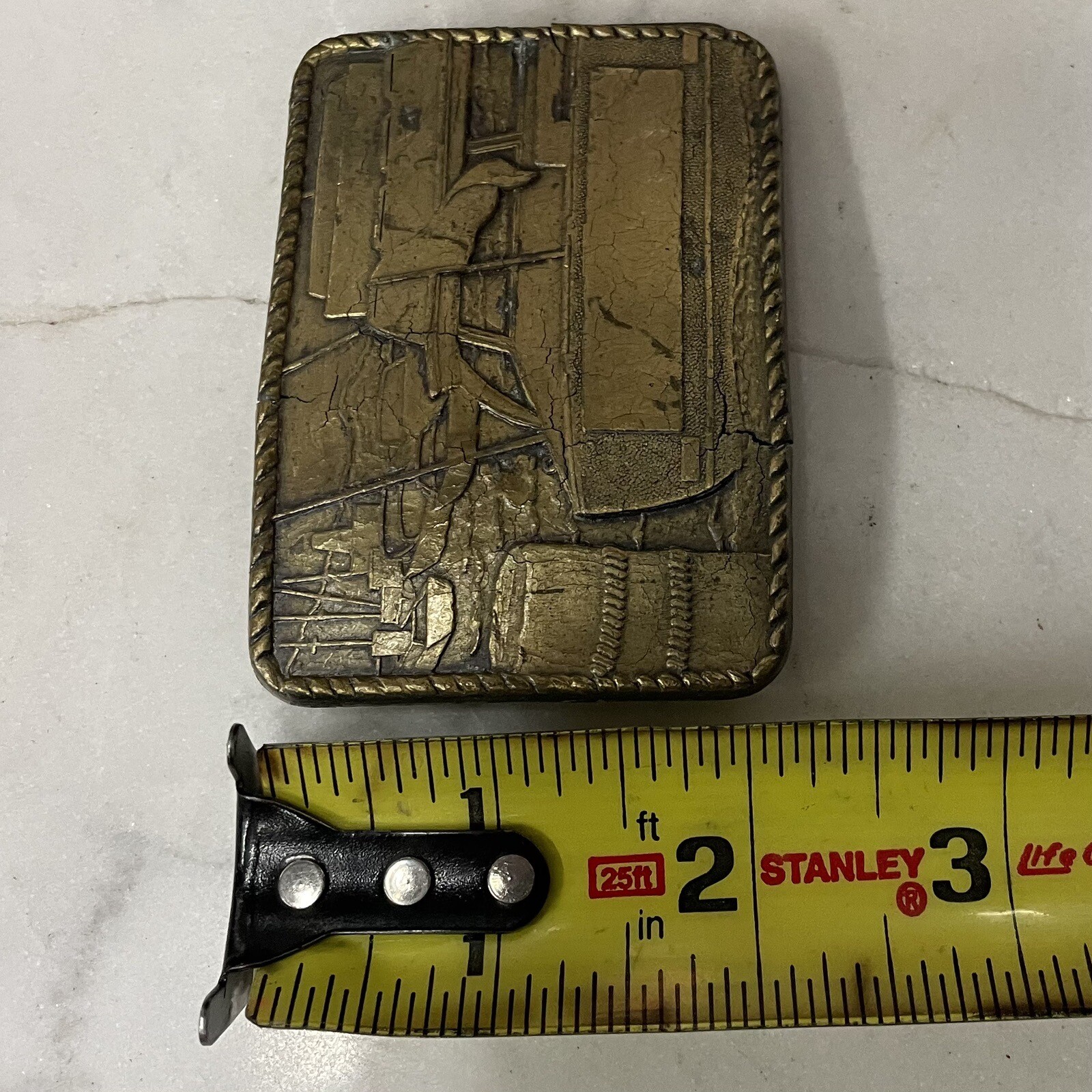 Vintage 70&rsquo;s ~ BOATING / MARINA ~ Antique Brass USA Handcrafted Belt Buckle ~