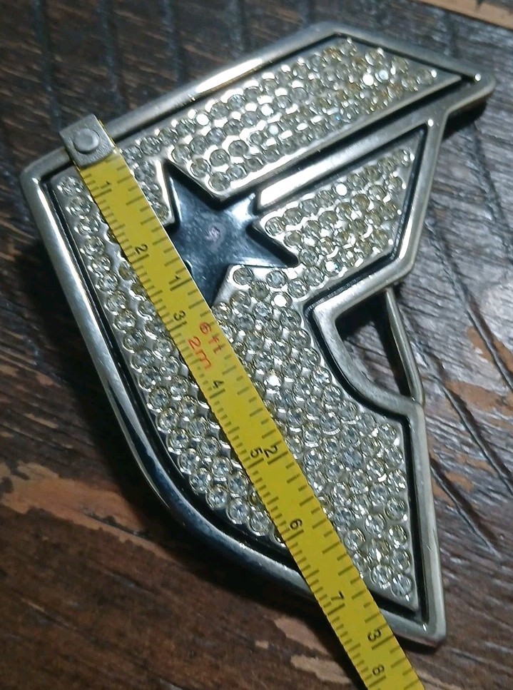 Famous Stars and Straps Belt Buckle Rhinestone Bling F Logo Y2K Travis Barker