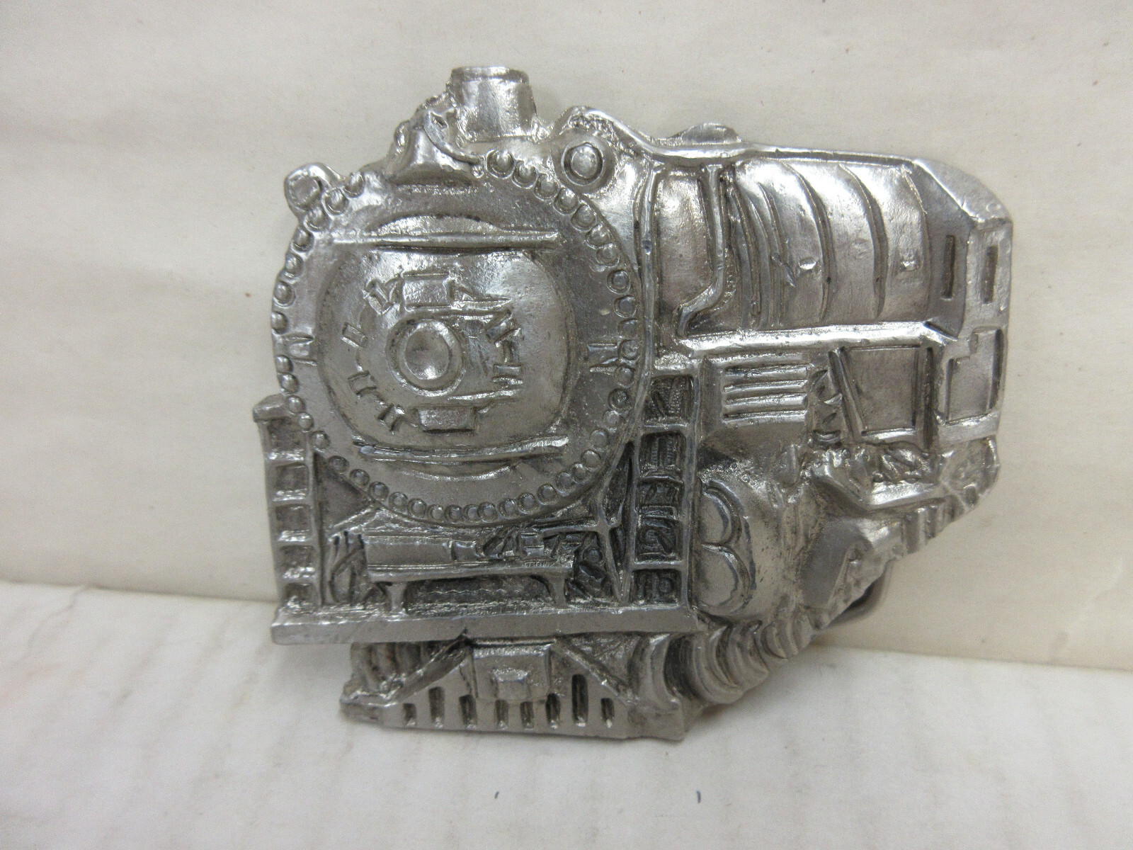 1970s InStyle Locomotive Train Belt Buckle White Metal Men&rsquo;s Fashion Accessory