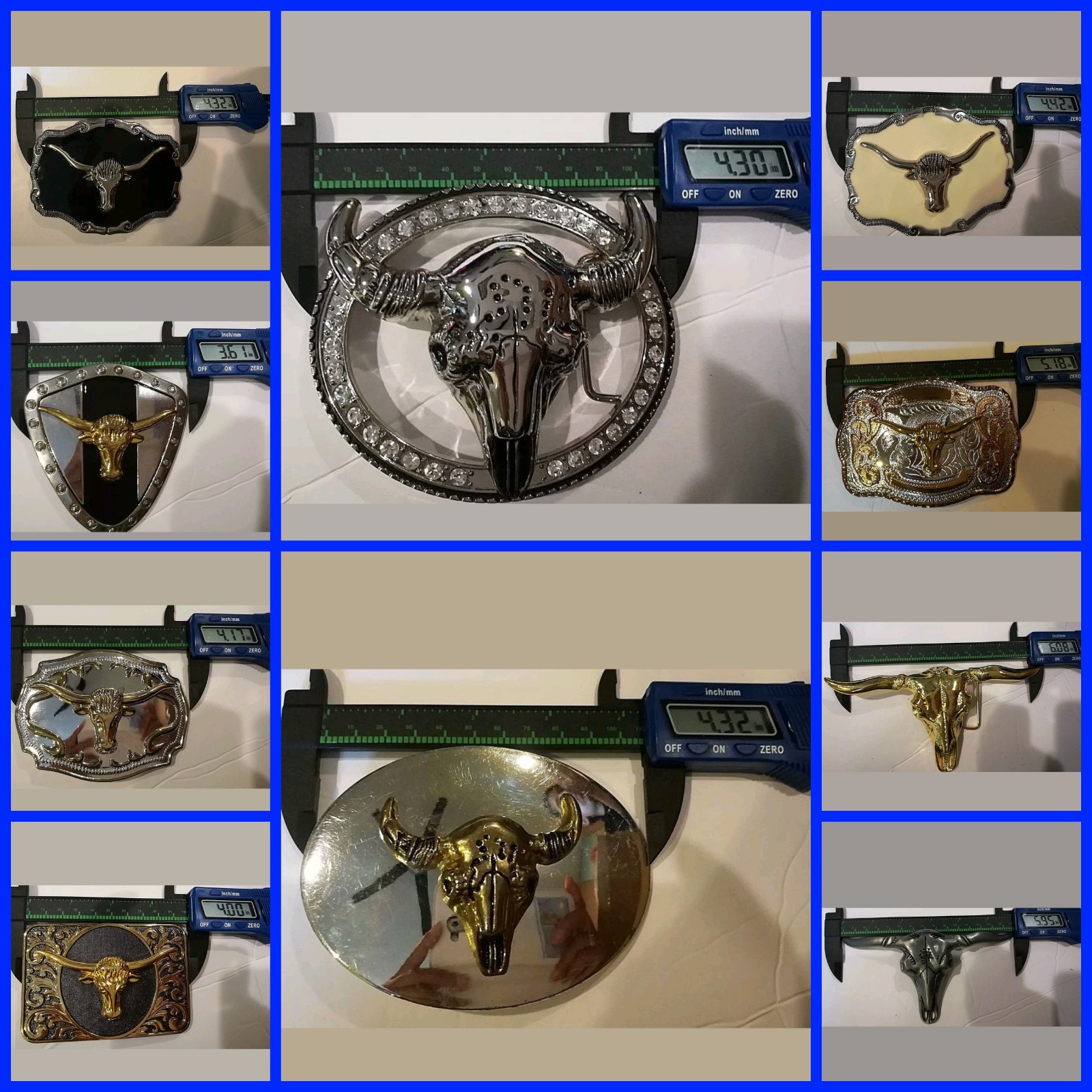 Cowboy western bull head belt buckle