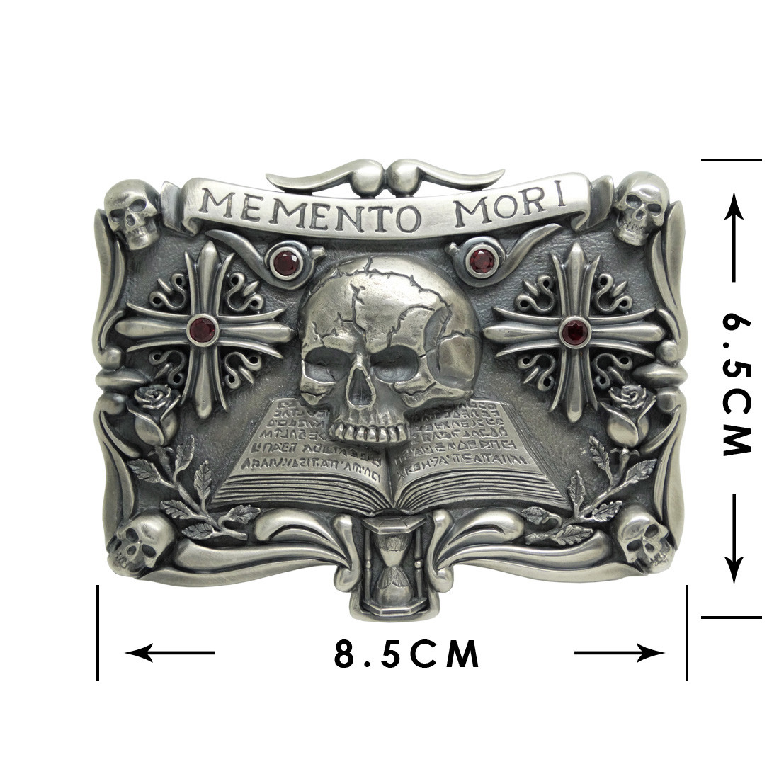 Handmade Sterling Silver Skull Mens Biker Belt Buckle Masonic мemento mori