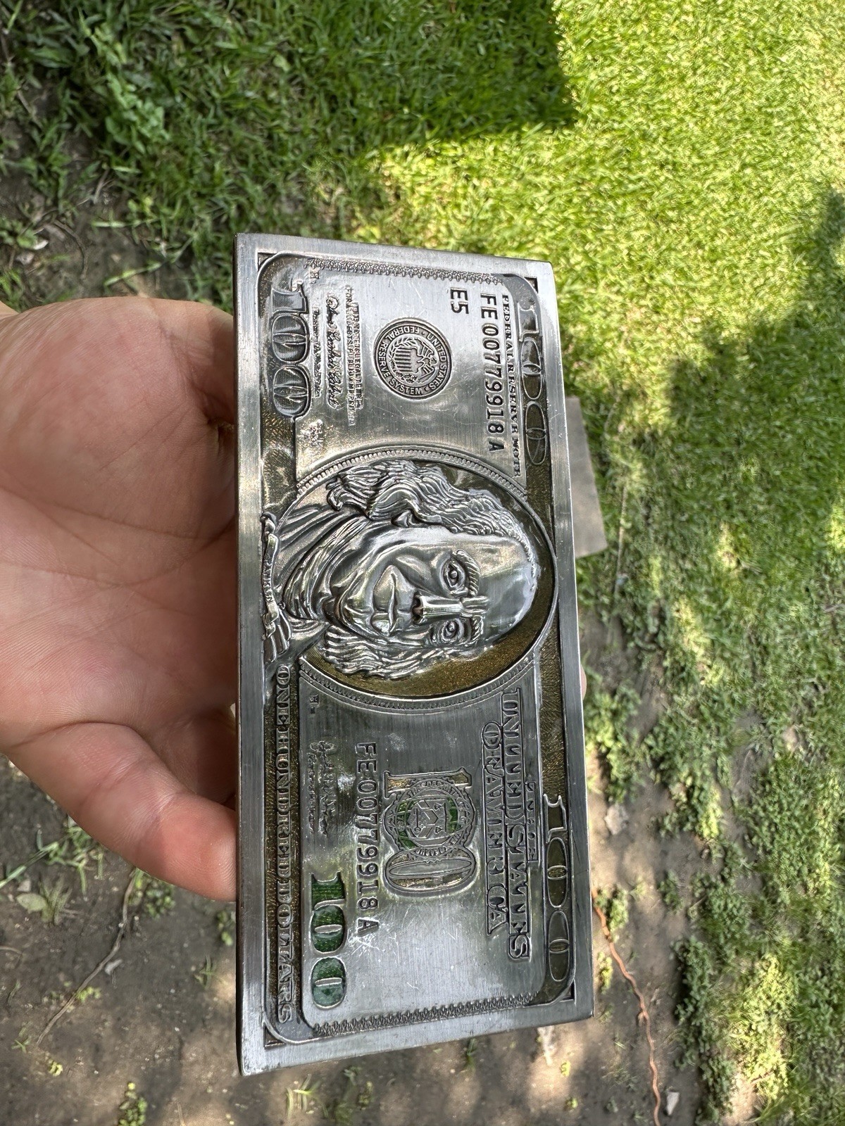 Chrome Metal US $100 Dollar Bill Novelty Belt Buckle Pieces of Flare