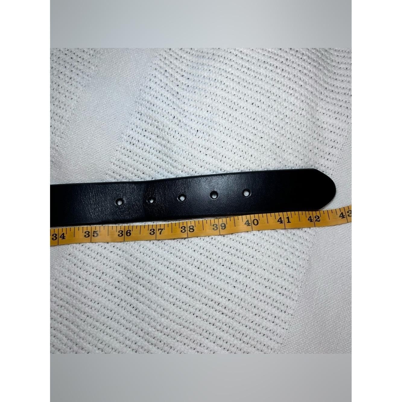 Tony Lama Men&rsquo;s 38 Smooth Black Leather Belt with Silver Buckle USA