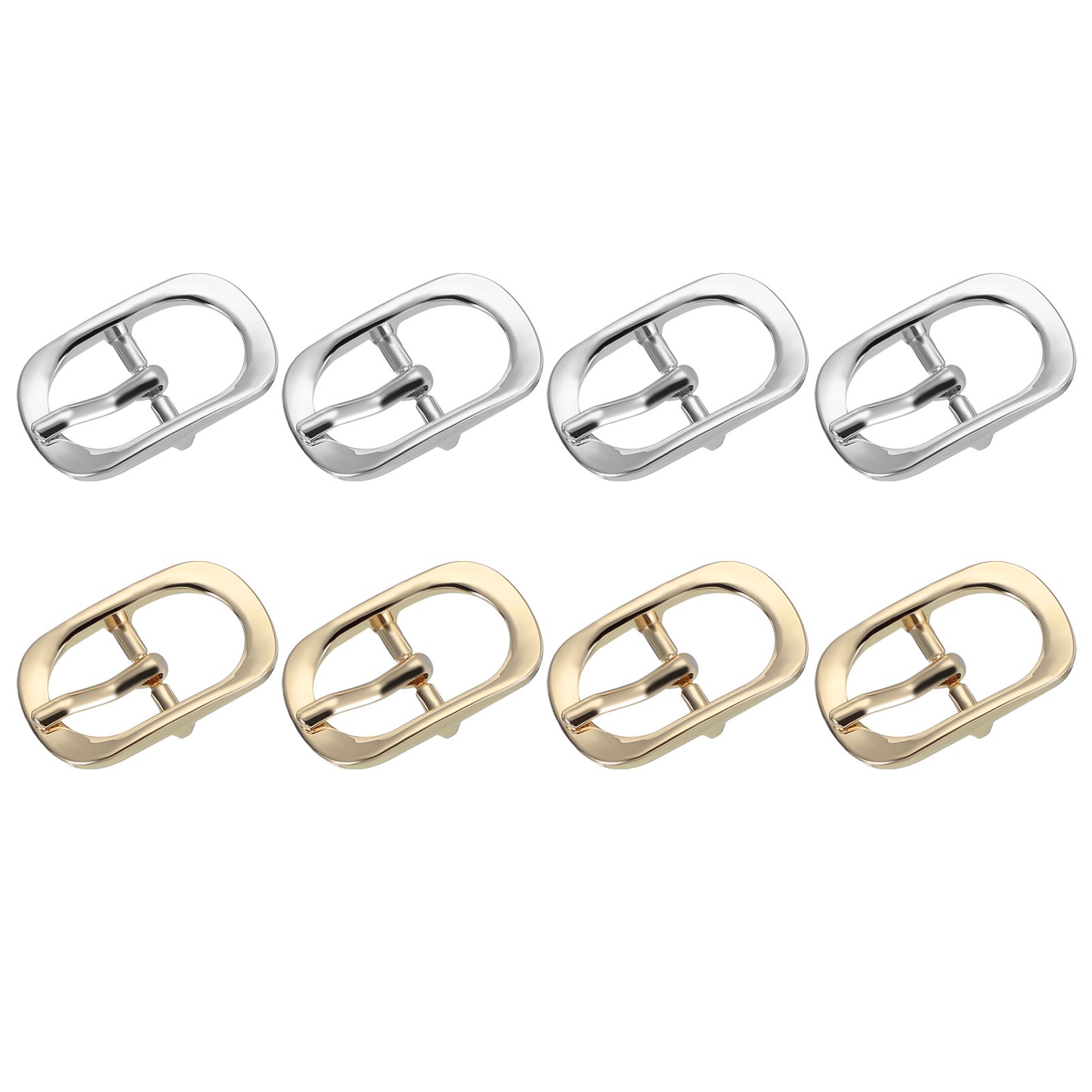 8Pcs 0.6&Prime; Single Prong Metal Roller Pin Belt Buckles Silver/Light Gold