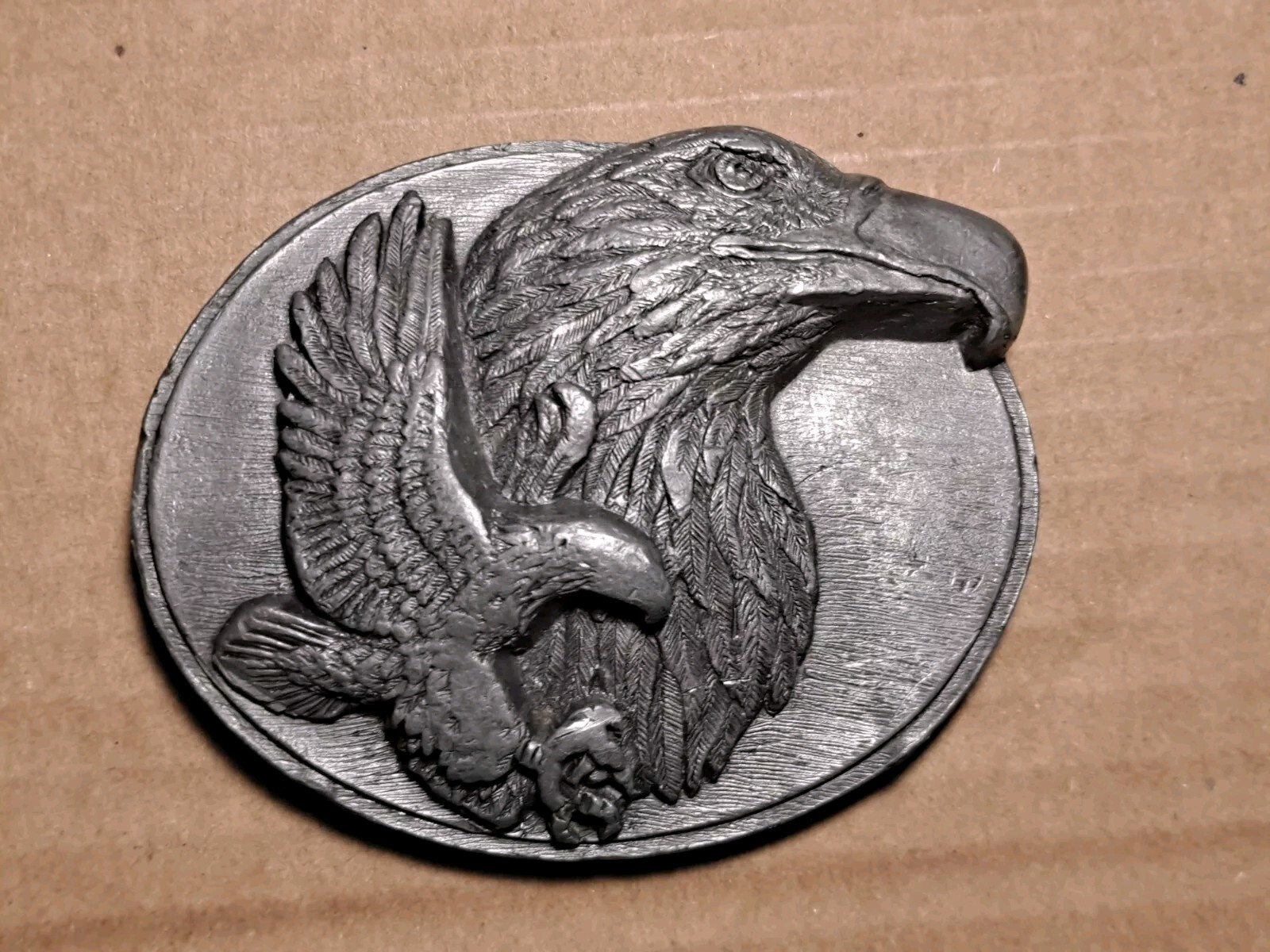 Vintage 90s Siskiyou Eagle Western Cowboy Belt Buckle Pewter 1990 USA