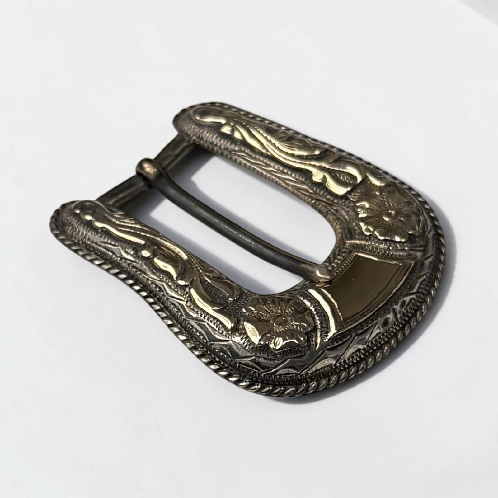 14K Gold Sterling Silver Hollands San Angelo 103 Ranger 3 Pc Belt Buckle Set