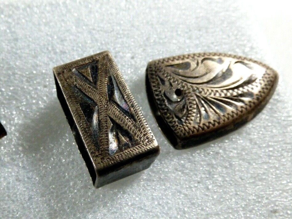 Antique VTG Bolo Gold & Silver tone Metal Belt holder parts lot of 3