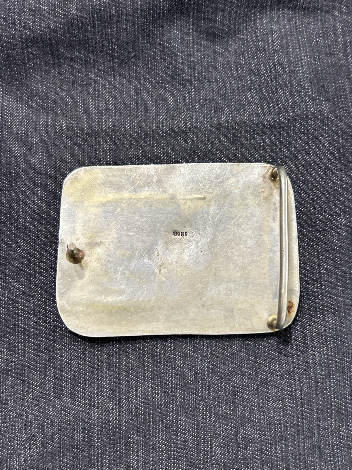 Gorgeous Belt Buckle Wood Abalone Shell Silver Tone Mexico
