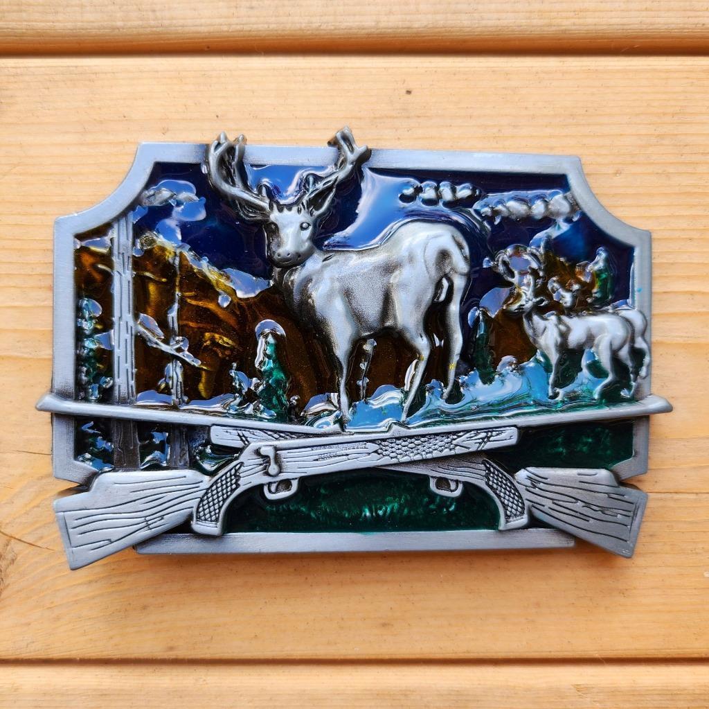NEW DEER ANIMAL WILDLIFE HORN RIFLE GUNS MOUNTAIN WILD BELT BUCKLE
