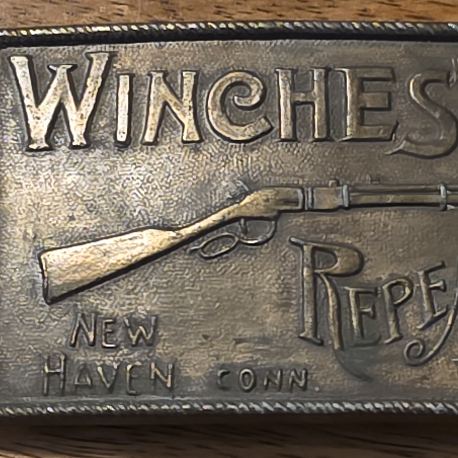 Winchester Antique Finish Bronze Metal Western Hunting Belt Buckle Fits 1.5 in
