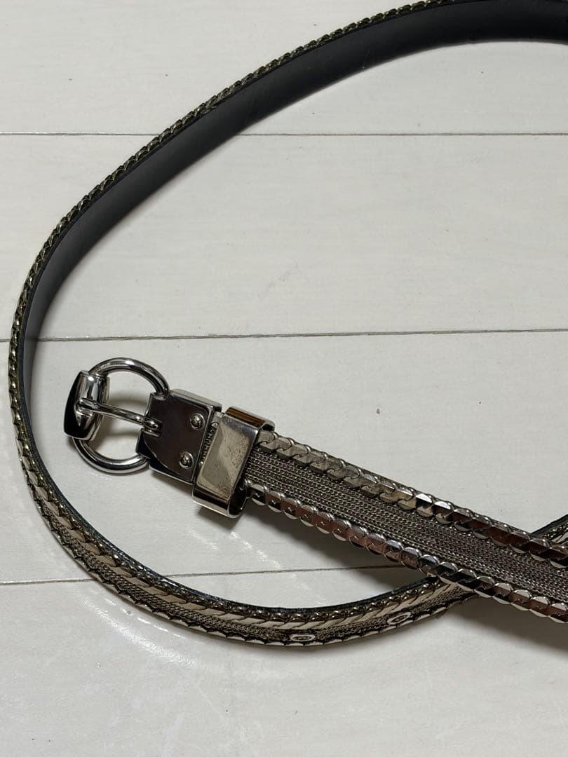GUCCI Pre-Owned Silver Thin Leather Belt