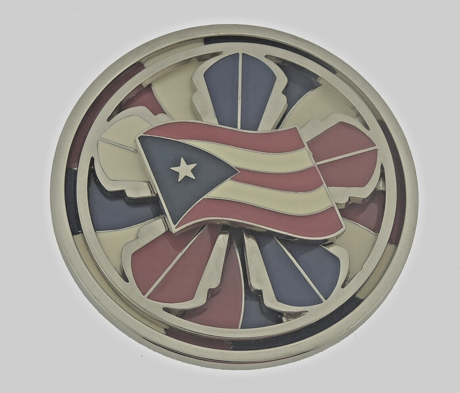 Puertorriqueñas Puertorriqueños Puerto Rico USA Flag Belt Buckle Vintage Spinner