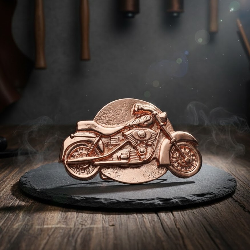 Motorcycle Belt Buckle Rose Mother of Pearl Elegant Design Artistic Precious Metal
