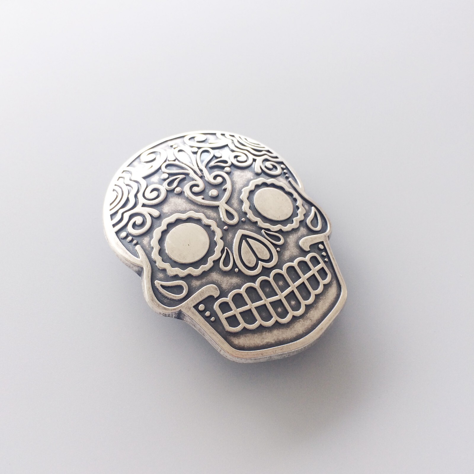 Vintage Silver Plated Tattoo Emo Skull Belt Buckle Gurtelschnalle